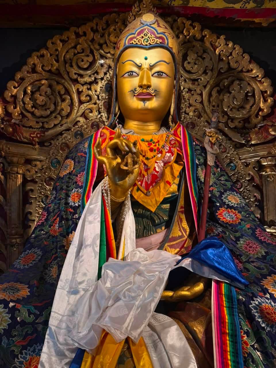 Statue of Guru Rinpoche (Padmasambhava), the revered Buddhist master who introduced Vajrayana Buddhism to Bhutan and Tibet.